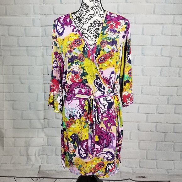 Josie size large floral print tie waist house coat